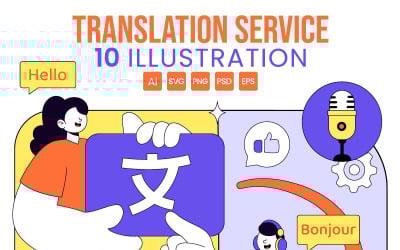 10 Ilustracja usługi tłumaczeń wielojęzycznych