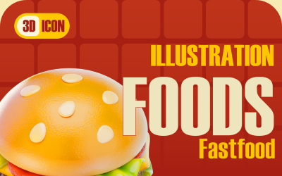 Ícone estilizado 3D de fast food