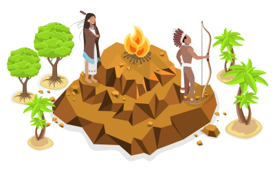 Maya characters,  ancient people with ornaments and traditional clothes