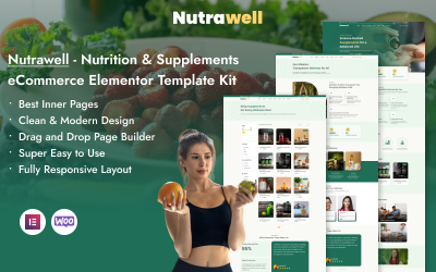 Nutrawell - Комплект шаблонів Elementor для електронної комерції з питань харчування та харчових добавок