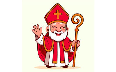 Cartoon Man Wearing Hat and Holding Stick