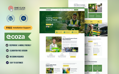 Ecoza – Kit di template WordPress Elementor multiuso per il riciclaggio e la gestione dei rifiuti