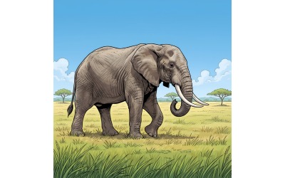 Elephant Amboseli National Park Kenya Africa (Ai Illustration Image + Vector Line Art)