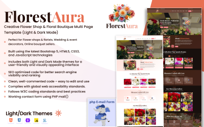 FlorestAura – Creative Flower Shop and Floral Boutique Multi-Page Website Template
