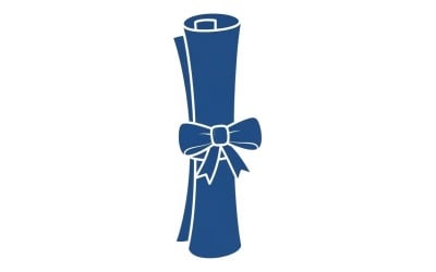 Gebündelte Diplomrolle mit dekorativer Schleife, flache Illustration in einfarbigem Blau