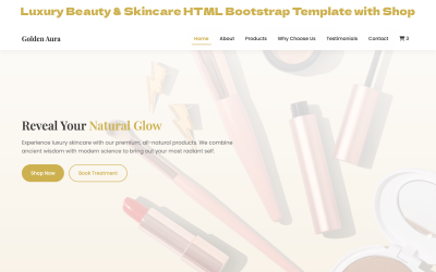 Golden Aura - Plantilla HTML para belleza y cuidado de la piel de lujo con tienda