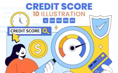 10 Credit Score Vector Design Illustration