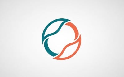 交织的抽象圆形环状标志符号，采用橙色和蓝绿色扁平矢量设计，打造品牌形象