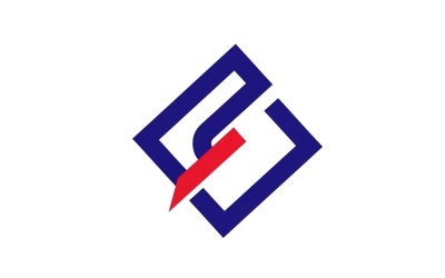 Kreatív lapos vektor logo design szimbólum stilizált C betűvel, belül piros perjellel