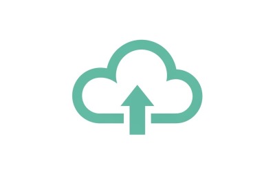 Minimalist flat vector cloud icon with upward arrow symbol for upload or data transfer concept in