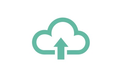 Minimalistisches, flaches Vektor-Wolken-Symbol mit nach oben gerichtetem Pfeil für das Upload- oder Datenübertragungskonzept.