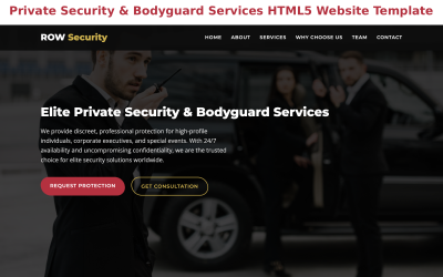 Modello di sito Web HTML5 Bootstrap per servizi di sicurezza privata e guardia del corpo