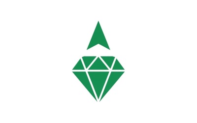 Modern geometrisch logo met een combinatie van diamant en driehoek in een platte groene vectorvorm.