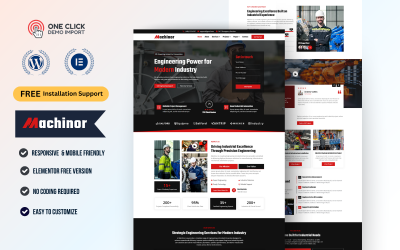 Machinor - Industrial &amp;amp; Engineering Multipurpose WordPress Elementor Template Kit