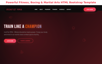 Powerful Fitness, Boxing &amp;amp; Martial Arts Bootstrap HTML Template