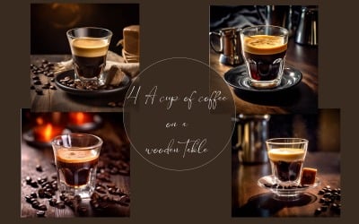 A cup of coffee on a wooden table