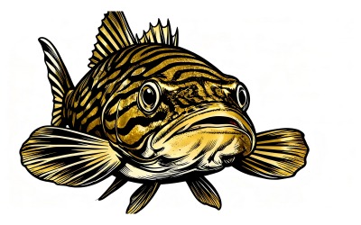 Banded Catfish Closeup With Unique Patterns Design (Ai Illustration Image + Vector Line Art)