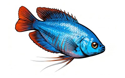 Beautifull Colisa My Aquarium (Ai Illustration Image + Vector Line Art)