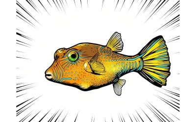 Canthigaster Rostrata (Ai Illustration Image + Vector Line Art)