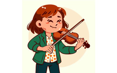 Chica de dibujos animados tocando un violín 01