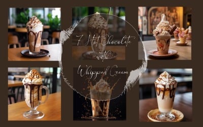 Cioccolata calda e panna montata al caramello su tavolo di legno