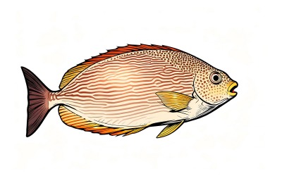 Close Up Fish Swimming Sea 1 (Ai Illustration Image + Vector Line Art)