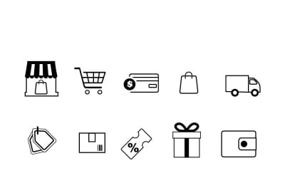 Modern E-commerce Outline Icons Set for Online Shopping