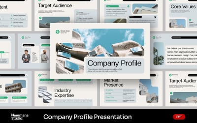 PEONA | Presentación de PowerPoint de perfil de empresa limpia