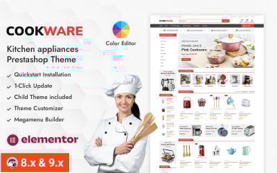 Tema adaptable de PrestaShop para tienda de utensilios de cocina y accesorios de cocina