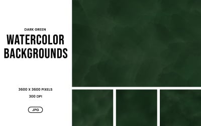 Watercolor Background Set – Dark Green Abstract Textures