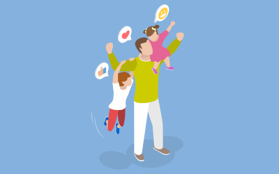 Father day,  blissful parenthood and childhood idea