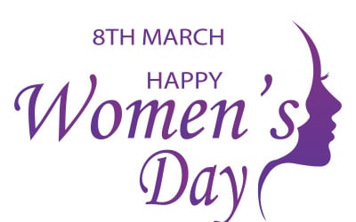 Happy Women’s Day Banner With Elegant Purple Silhouette Celebrating International Women's Day