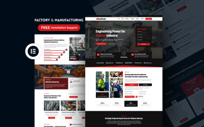 Responsieve Elementor WordPress-sjabloonkit voor fabrieken en productiebedrijven