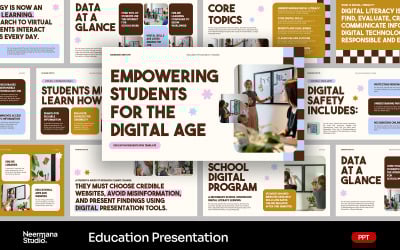 Presentación de PowerPoint sobre educación creativa en beige