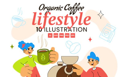 10 Organic Coffee Lifestyle Illustration