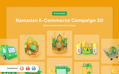Ikony kampanii e-commerce 3D na Ramadan