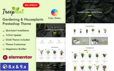 Responzivní šablona PrestaShop pro obchod s pokojovými rostlinami a zahradničení TreePlant