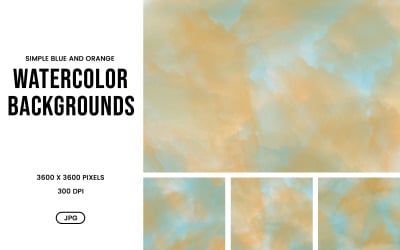 Watercolor Background Set – simple &amp;amp; Minimal Blue and Orange Abstract Textures