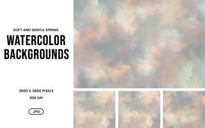 Watercolor Background Set – Soft Pastel Spring Colors Abstract Textures