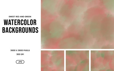 Watercolor Background Set – Sweet Red and Green Abstract Textures