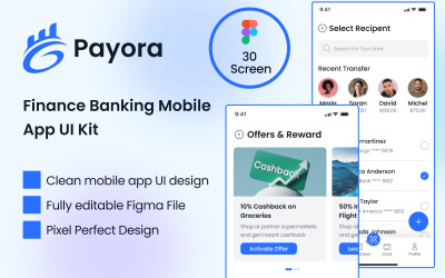 Payora - Finance Banking Mobile App Figma Ui Kit
