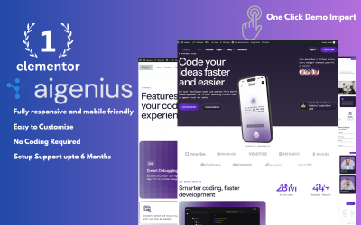 AI Genius – Набор шаблонов Elementor для SaaS-проектов с поддержкой ИИ