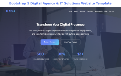 Bootstrap 5 Dijital Ajans ve BT Çözümleri Web Sitesi Şablonu