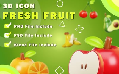 Stilisiertes 3D-Symbol für frisches Obst