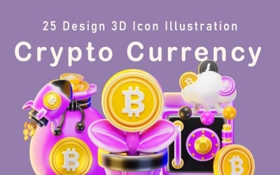 Gestileerd 3D-icoon van een cryptocurrency