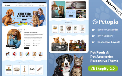 Petopia - Tema Shopify reattivo per l&amp;#39;e-commerce dedicato alla cura degli animali domestici