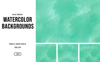 Aquarel achtergrondset – Blauwgroene abstracte texturen