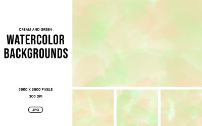 Watercolor Background Set – Cream Green Soft Abstract Textures