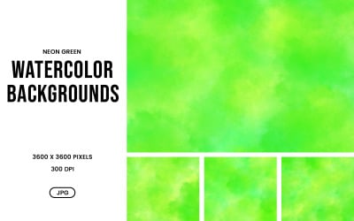 Aquarel achtergrondset – Neon groene abstracte texturen