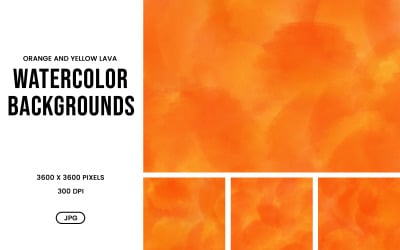 Watercolor Background Set – Orange &amp;amp; Yellow Lava Abstract Textures